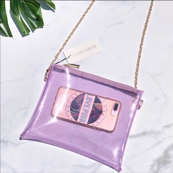 Luxee Ville Handbags - LUXEE VILLE Stacy Purple Transparent Shoulder Bag